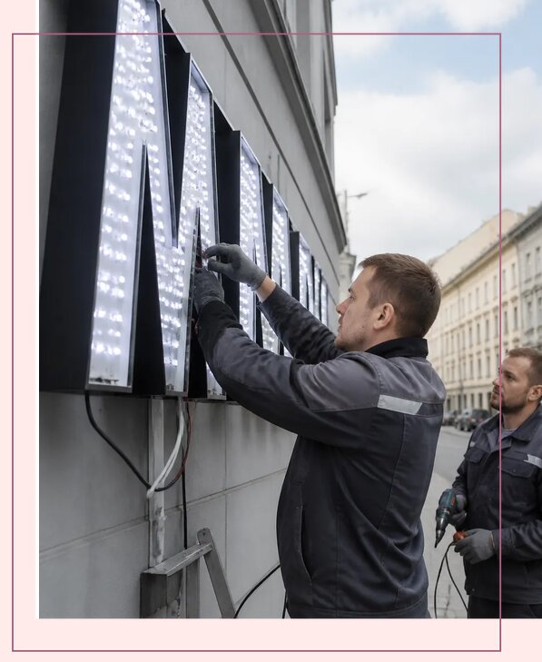 Изготовление и монтаж светодиодных LED вывесок в Гатчине